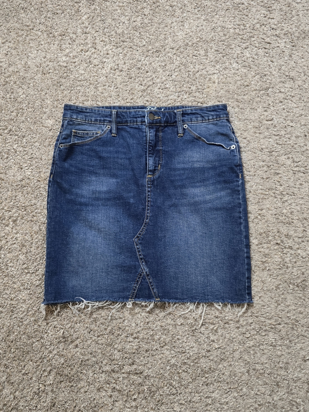 Y2K Universal Thread Blue Denim Pencil Mini Skirt, Zip Closure Stretch, Size 12